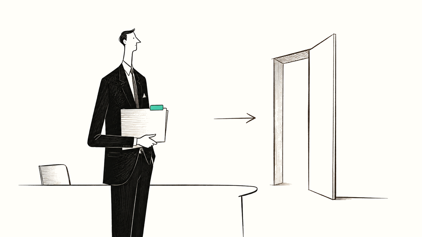 A business client carrying evidence toward an expert partner