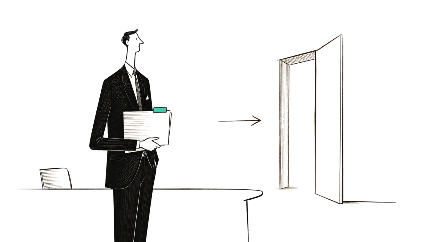 A business client carrying evidence toward an expert partner