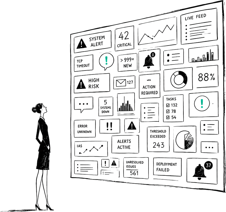 A domain expert facing an overloaded operational dashboard