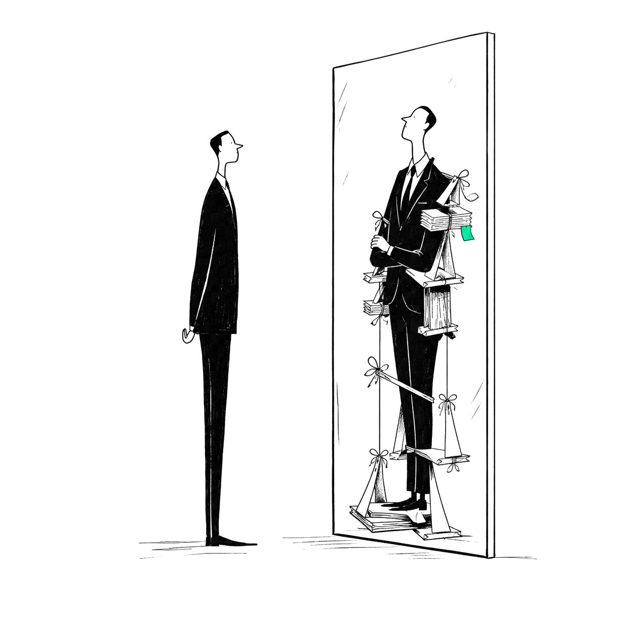 A composed operator facing an incomplete assumed reflection in a mirror