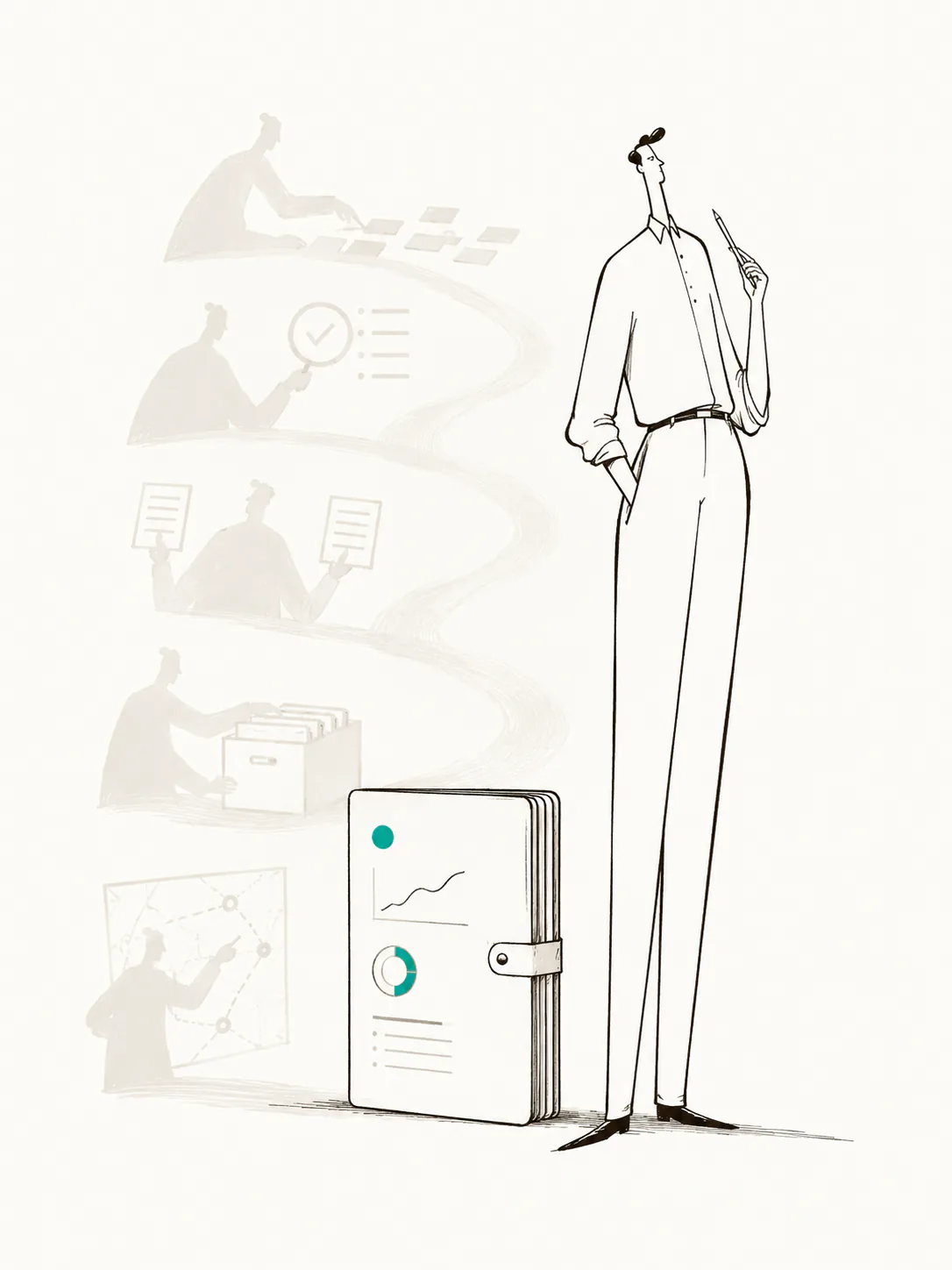 An expert scaling diagnostic work across a structured evidence path